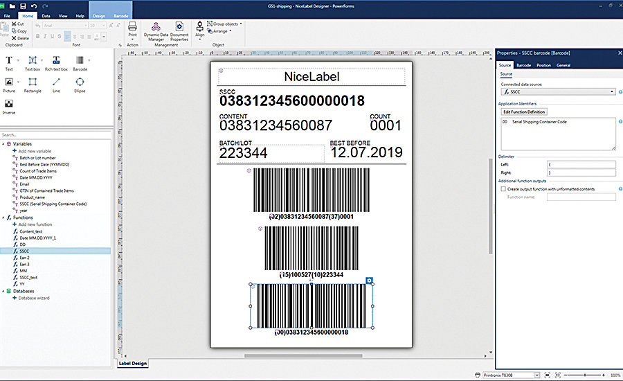 NiceLabel Cloud Label Designer Barcode Designer Interface